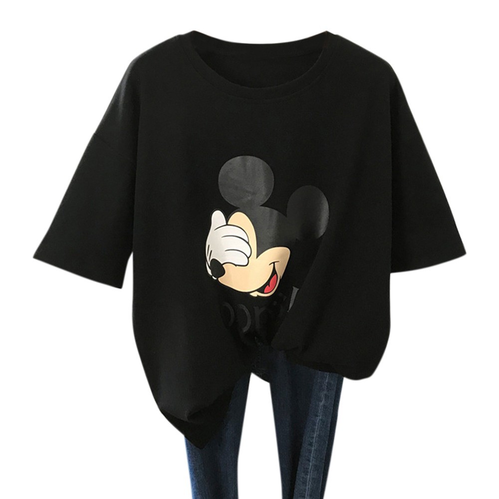 Áo thun tay ngắn in họa tiết chuột Mickey phong cách Hàn Quốc thời trang