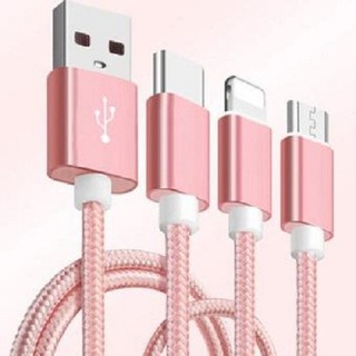 Dây Sạc Nhanh gồm 3 đầu Lighting-Micro Usb -TypeC Dùng Cho Mọi Điện Thoại