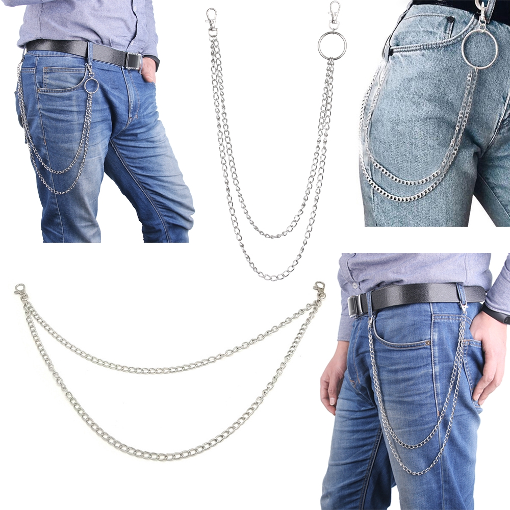 Dây móc xích 2 lớp đeo trang trí quần cá tính cho nam nữ