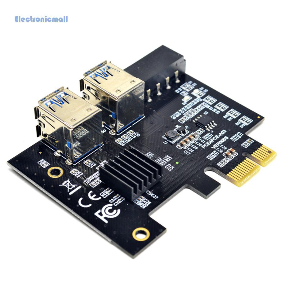 ElectronicMall01 PCI-E to PCIe Adapter 1x to 16x 1 to 4 USB 3.0 Riser for BTC Mining Molex 4 Pin