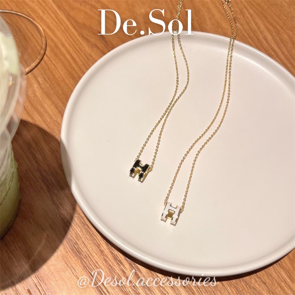 Dây chuyền, vòng cổ Freya dáng mảnh mặt chữ H xinh xắn NL053 Desol.accessories