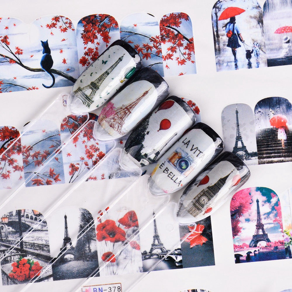 Monja Set 12 Tấm Hình Dán Móng Tay Nghệ Thuật Cho Cặp Đôi