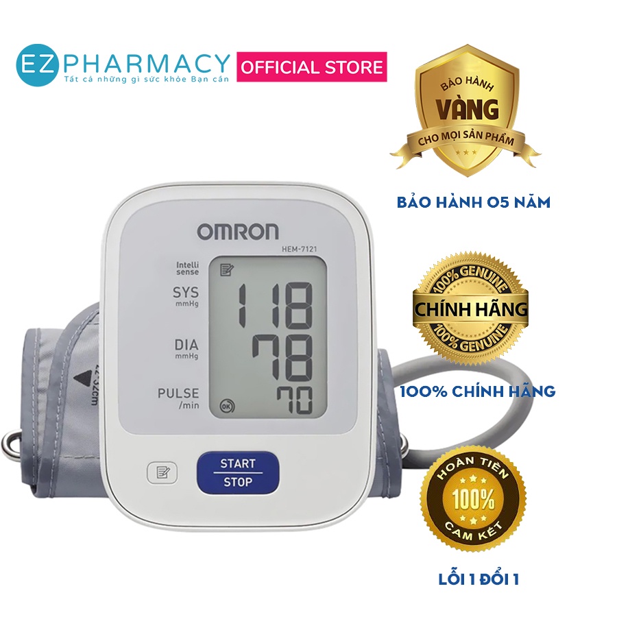 Máy Đo Huyết Áp Tự Động Omron HEM-7121 - Chính Hãng Omron - Lưu 30 kết quả đo