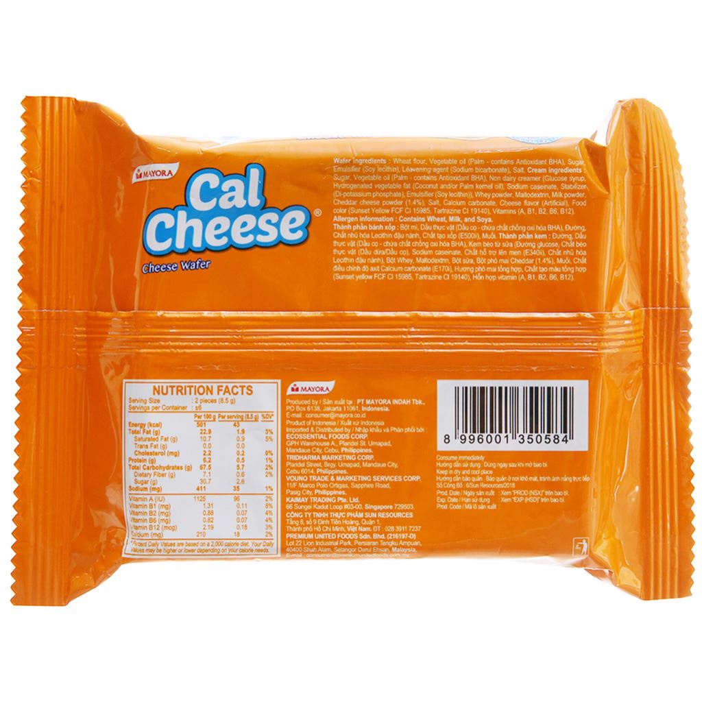 Bánh xốp Cal Cheese nhân kem phô mai 170g