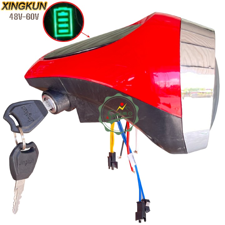 Đầu đèn JINGKUN JK-48V-60V bi xenon báo pin kèm khóa bình