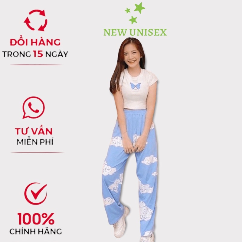 Quần Ống Rộng Dáng Suông Đám Mây Mát Mẻ Hình In Dễ Thương Cute Hot [New Unisex]