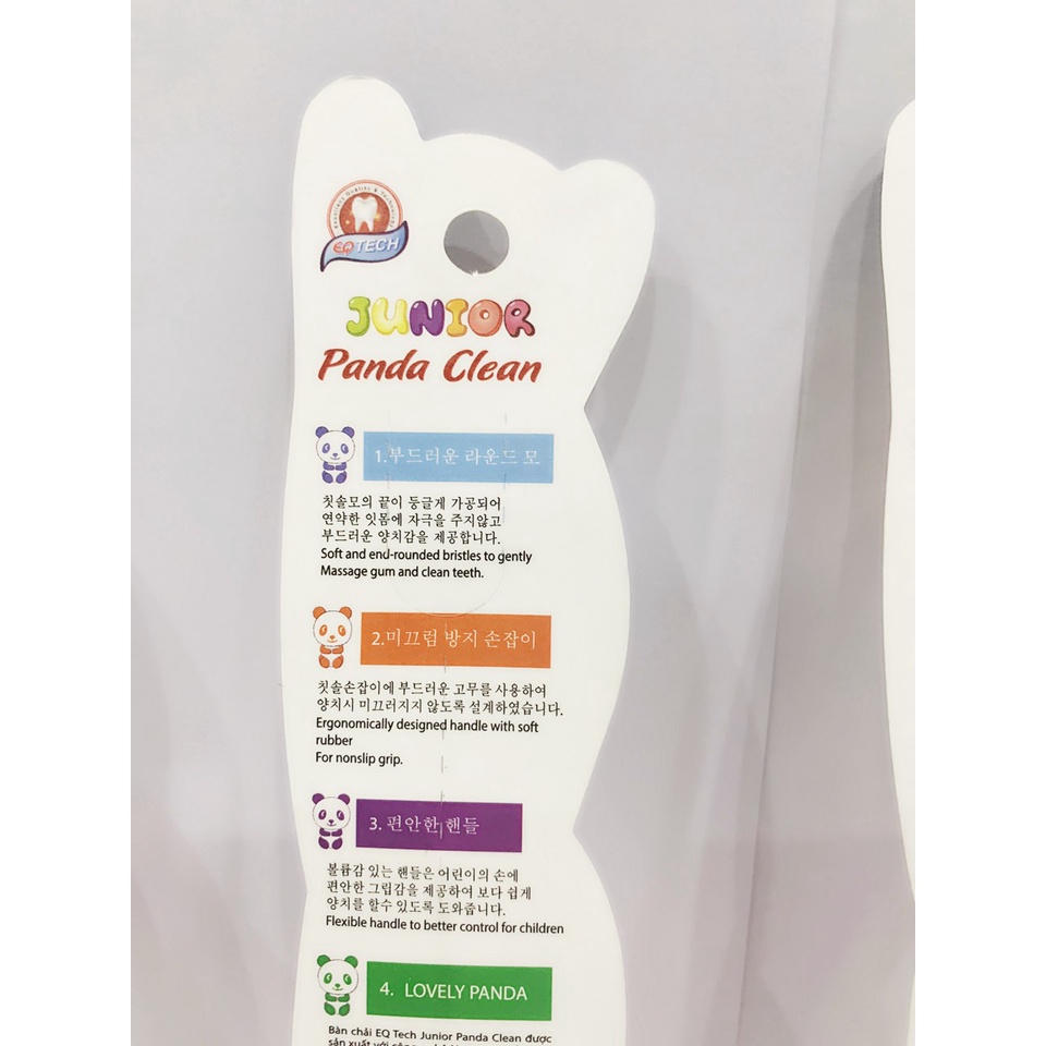 Bàn chải trẻ em Junior Panda Clean chỉ tơ tròn 2 lớp siêu mềm , cán bàn chải gấu Panda siêu xinh dành cho bé từ 2 tuổi