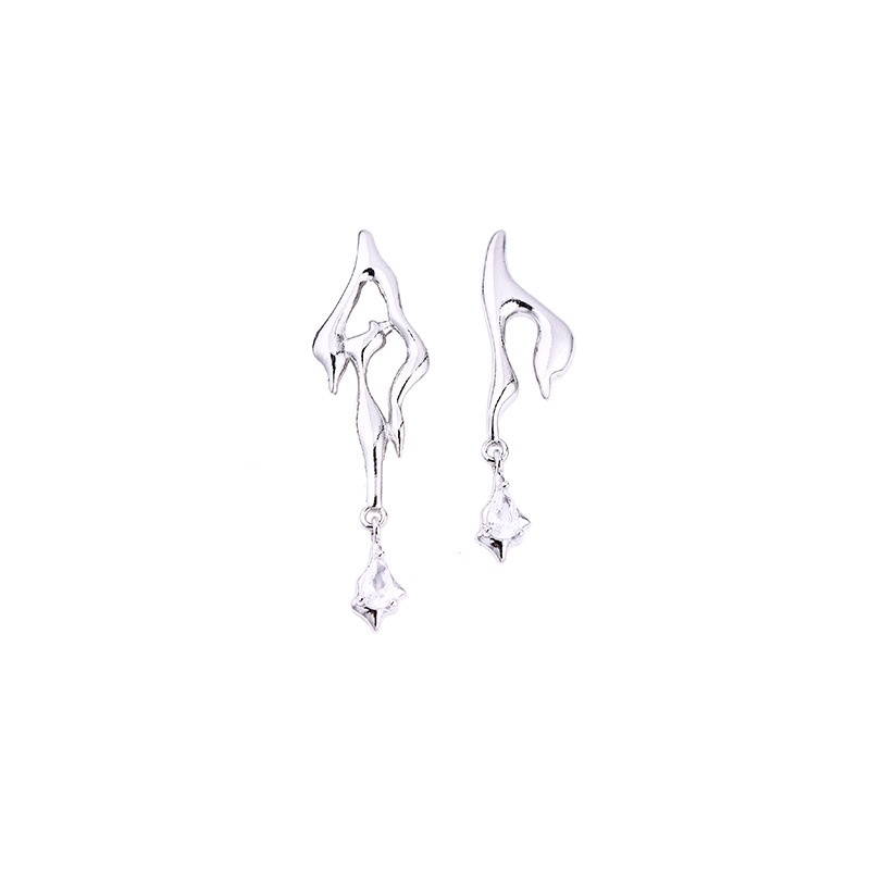 Khuyên Tai Bất Đối Xứng Đính Đá zircon Thời Trang