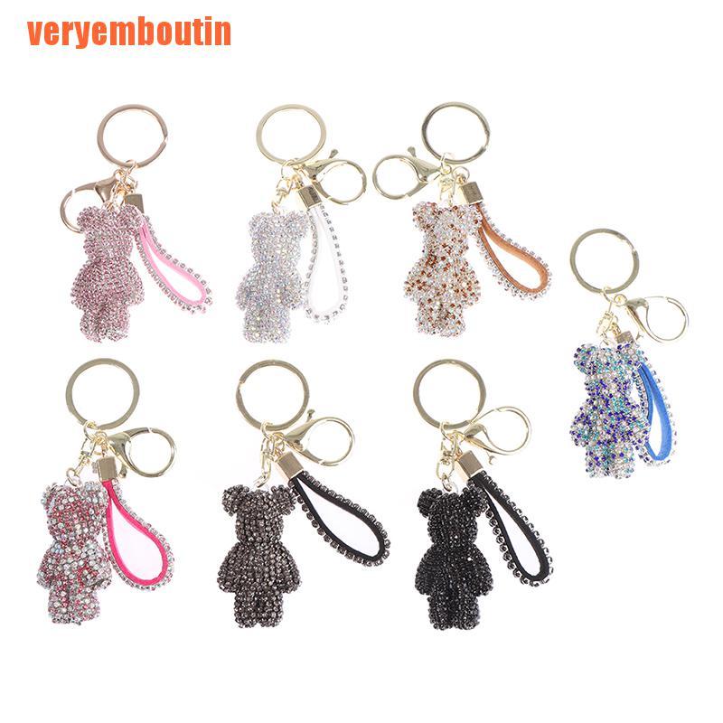 Móc Khóa Hình Gấu Đính Đá Dễ Thương