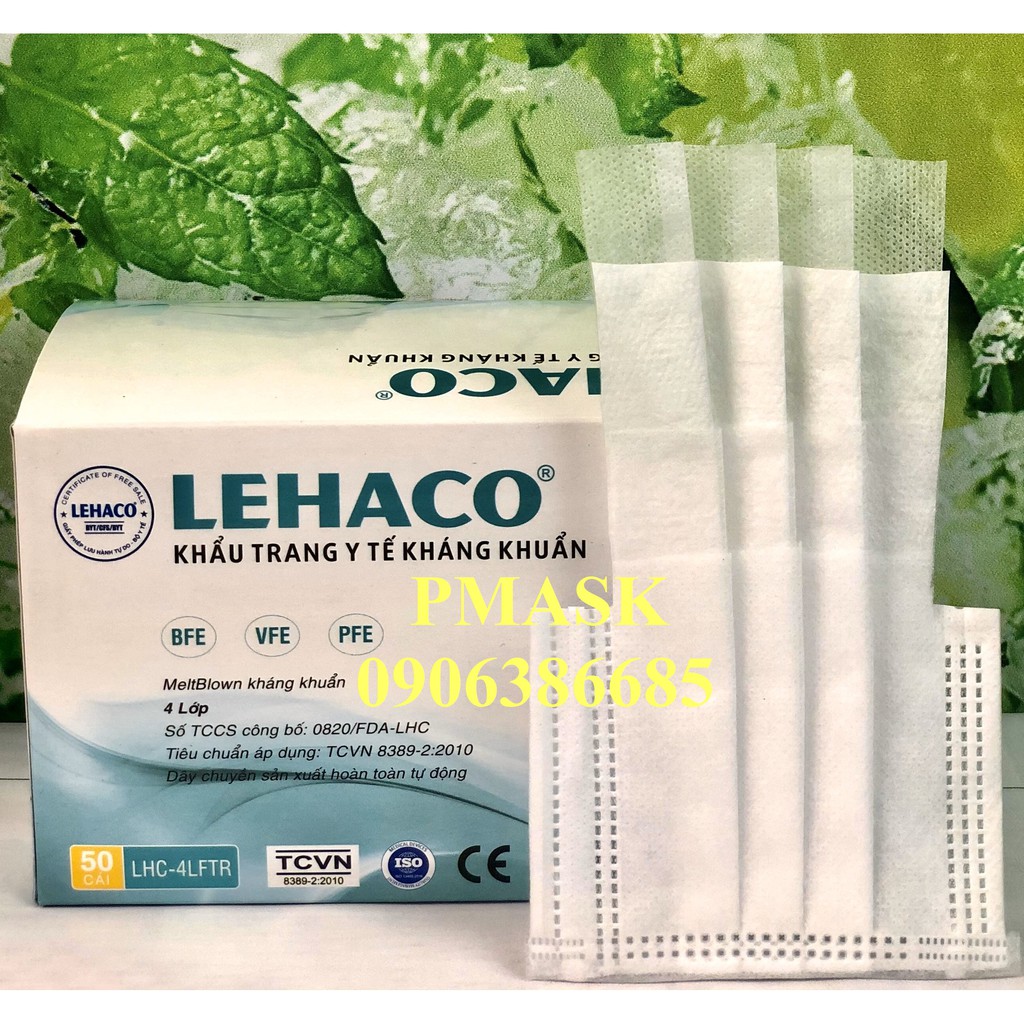 Khẩu trang 4 Lớp Lehaco Màu Trắng kháng khuẩn 50 cái/ hộp - Khẩu trang y tế kháng khuẩn Lehaco | BigBuy360 - bigbuy360.vn