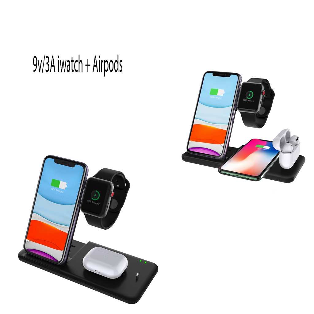 Đế sạc không dây đa năng 4 in 1 công suất 15W - sạc không dây các dòng iPhone, Apple Watch, Airpod, Samsung, xiaomi