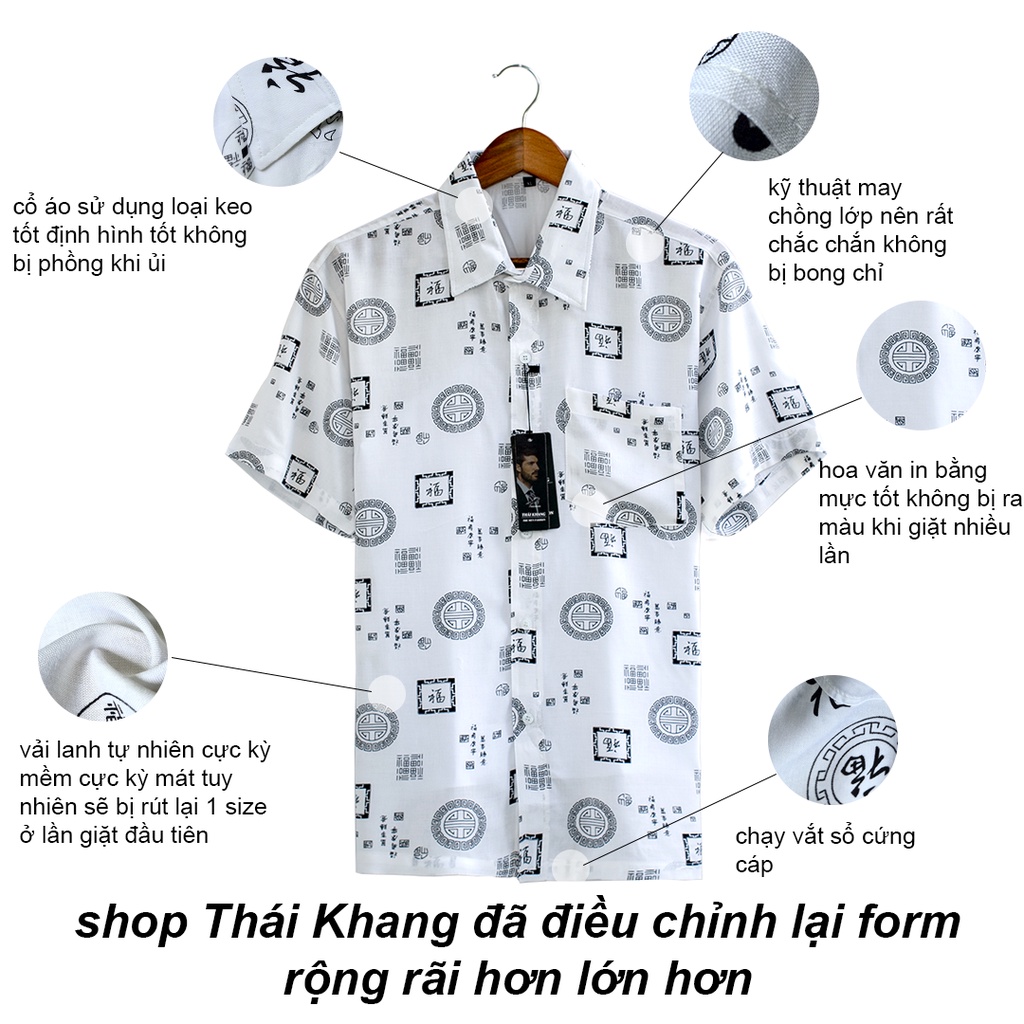 Áo sơ mi ngắn tay nam trung niên vải lanh siêu mát loại áo sơ mi nam họa tiết cho người lớn tuổi sang trọng ASLOG2 | BigBuy360 - bigbuy360.vn