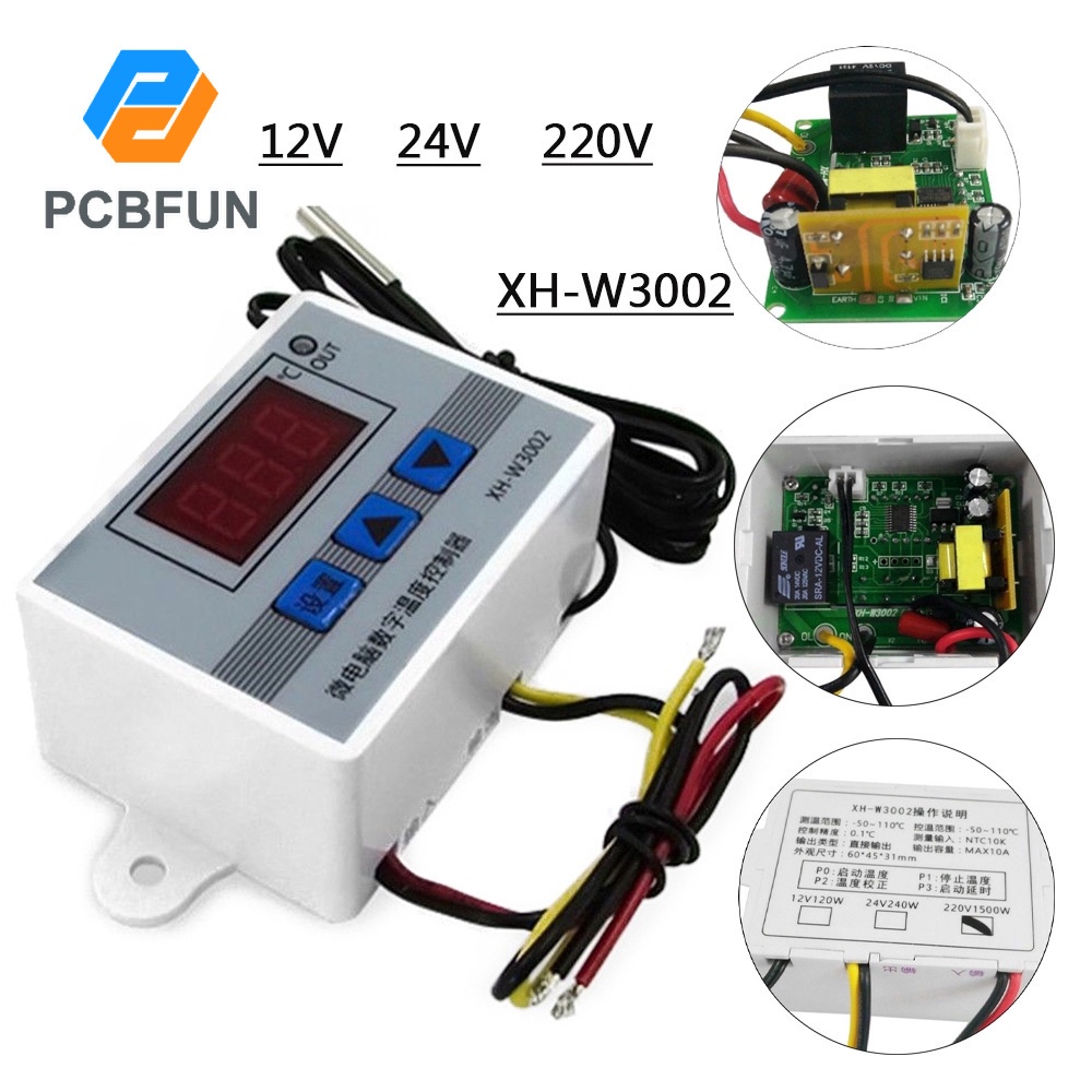 Pcbfun XH-W3002 Đồng hồ đo nhiệt độ kỹ thuật số cho máy tính   DC 12V / 24V với đầu dò