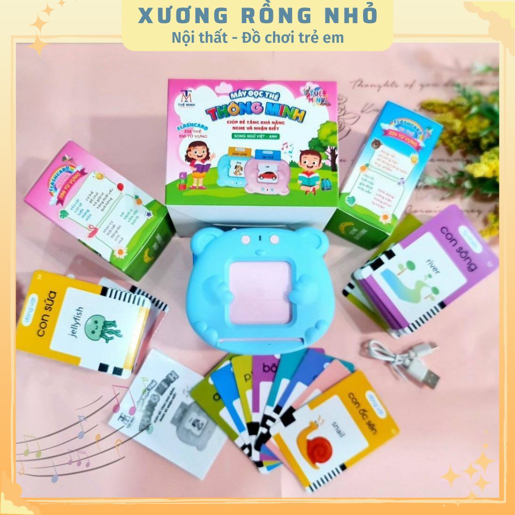 Máy đọc thẻ song ngữ Anh Việt flashcard 112, 255 thẻ 510 từ vựng nhiều chủ đề - đồ chơi thông minh Xương Rồng Nhỏ