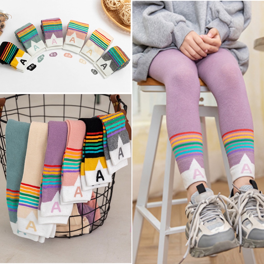 Quần legging   họa tiết cầu vồng cho bé gái từ 1-9 tuổi