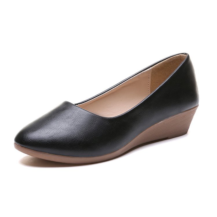 Spring Korean Version Of The Shallow Mouth Flat Bottom Slope With Single Shoes Mother Grandma Shoes Small Leather Shoes