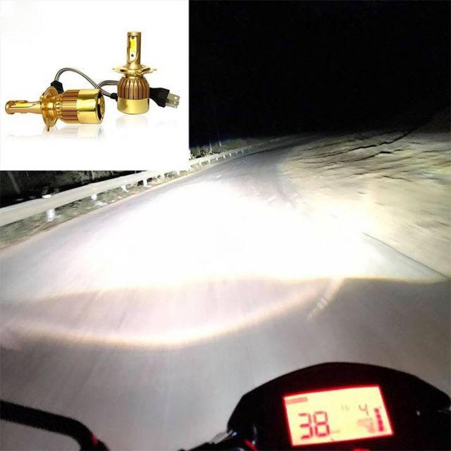 Đèn C6 Cost Vàng chân H4 H7 9012 lắp cho Oto xe máy