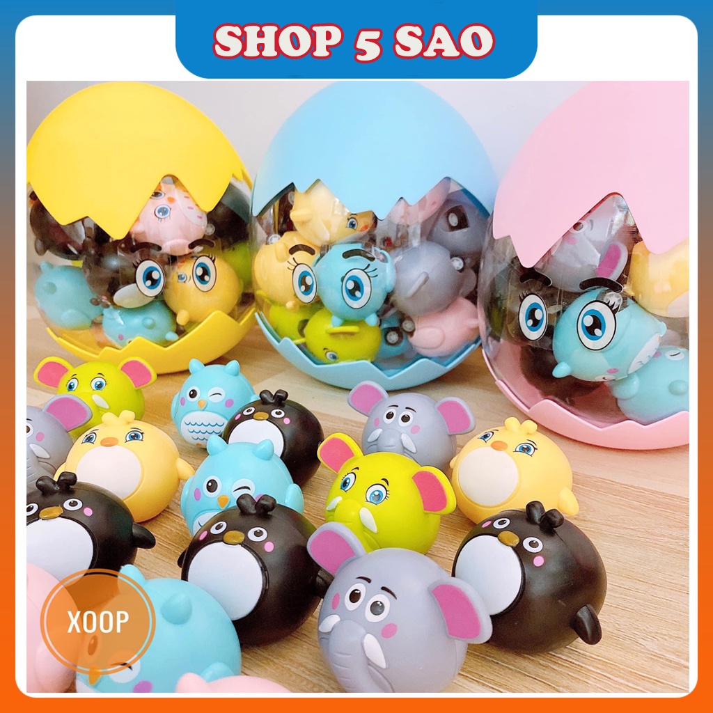 Combo 20 Con Vật Chạy Đà, Quả Trứng Đồ Chơi Chạy Cót Khổng Lồ Hình Thú Cho Bé Vui Chơi