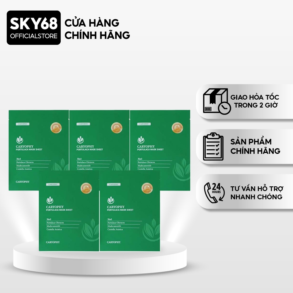 Combo 5 Mặt Nạ Giảm Mụn Chuyên Sâu Caryophy Portulaca Mask Sheet 22gr x 5