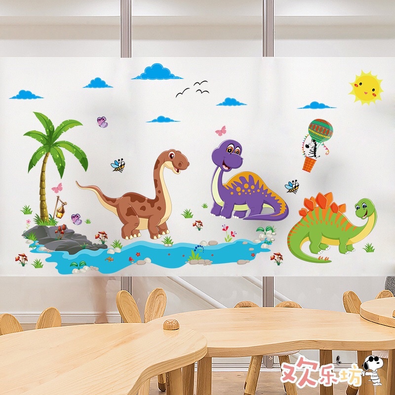 Tranh dán tường, Decal dán tường khủng long cho bé.