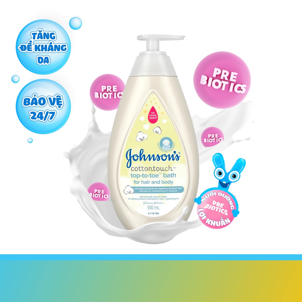 [HÀNG TẶNG KHÔNG BÁN] Sữa tắm gội toàn thân mềm mịn Johnson' baby bath Cotton touch - Dung tích 500ml