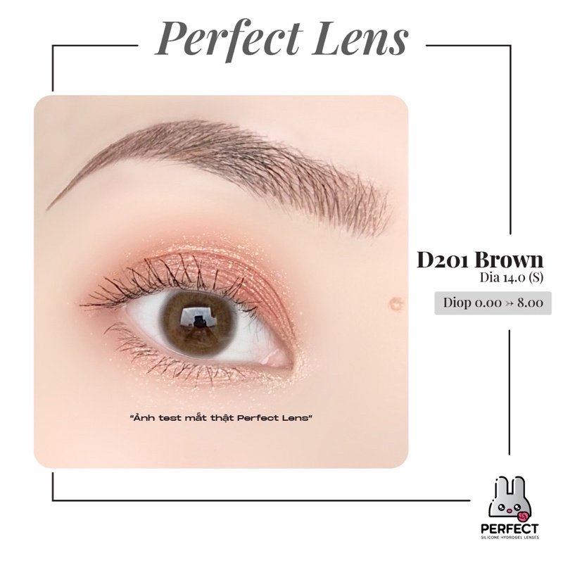 Lens Mắt , Kính Áp Tròng D201 BROWN Có Độ Cận và Không Độ , DIA 14.0 ,Cho Mắt Nhạy Cảm Giá Sale