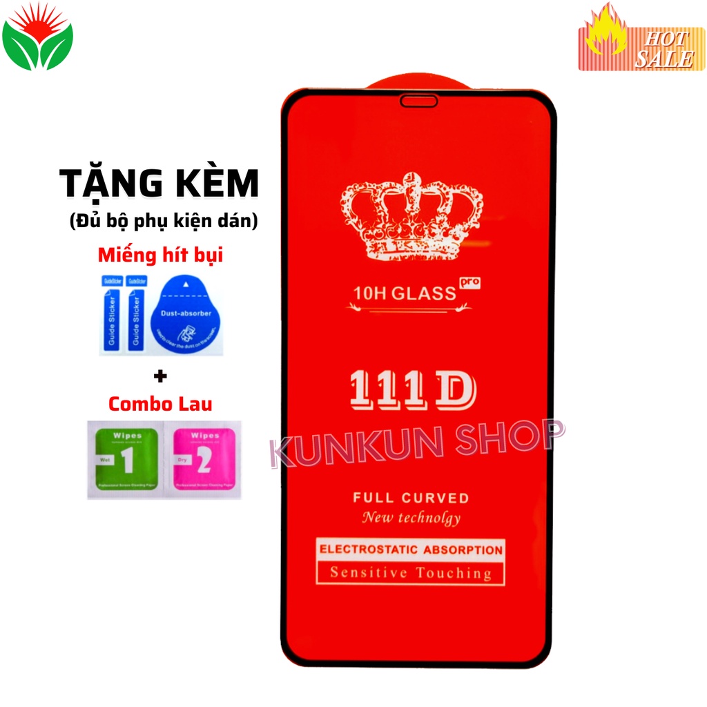Kính Cường Lực Iphone 12 pro max 13 pro max 11 pro max x xr xs max 7 plus 8 plus 6 6s - Dán Full màn hình 111D