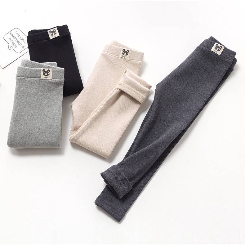 Quần legging dài cho bé gái từ 6-45kg, 1-14 tuổi chất len tăm GẤU