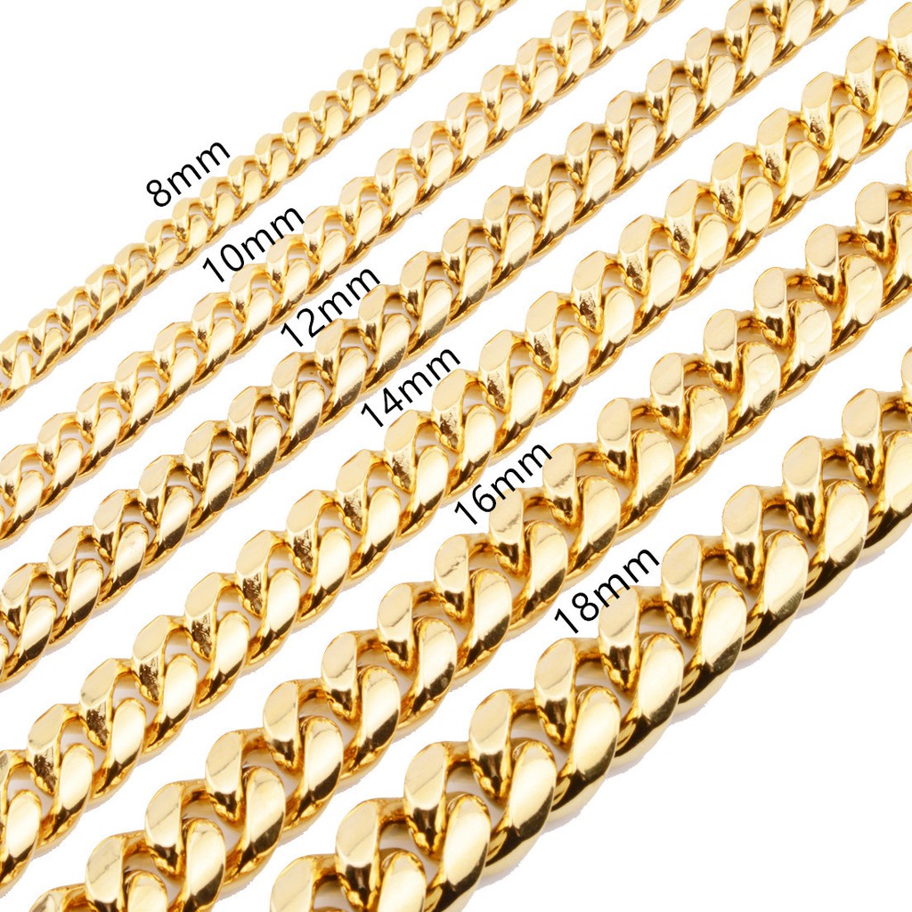 Dây chuyền nam bằng titan tinh khiết kiểu dáng khoen lật, ngang 8 li, dày 4mm mạ 18k - RF76