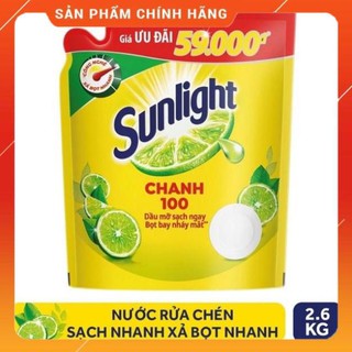 Nước Rửa Chén Sunlight Chanh Túi 2.6kg