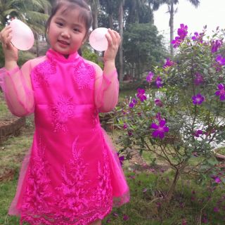 Váy cách tân bé gái. Chất liệu ren và phi bóng cực đẹp và mềm mại. Đây là ảnh thật khách nhà e mặc và trả ảnh