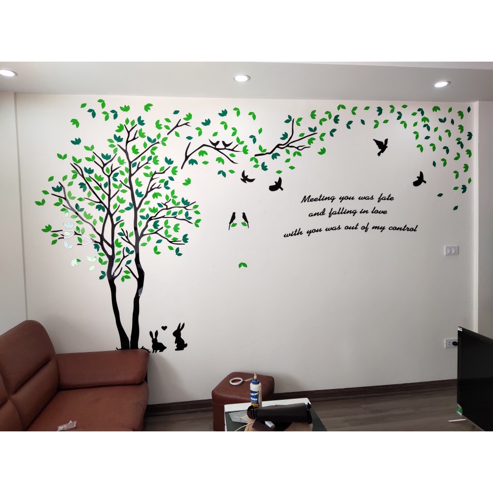 Tranh dán tường mica 3d decor khổ lớn khung cảnh thiên nhiên trang trí phòng khách, phòng ngủ Nhiều Size - EPeBen