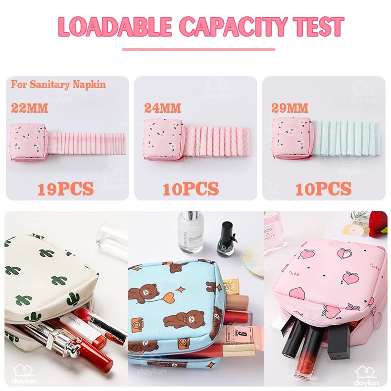 Túi đựng khăn ăn vệ sinh hoạt hình xách tay, ví đựng tiền xu, túi lưu trữ túi đựng tampon túi đựng tiền xu