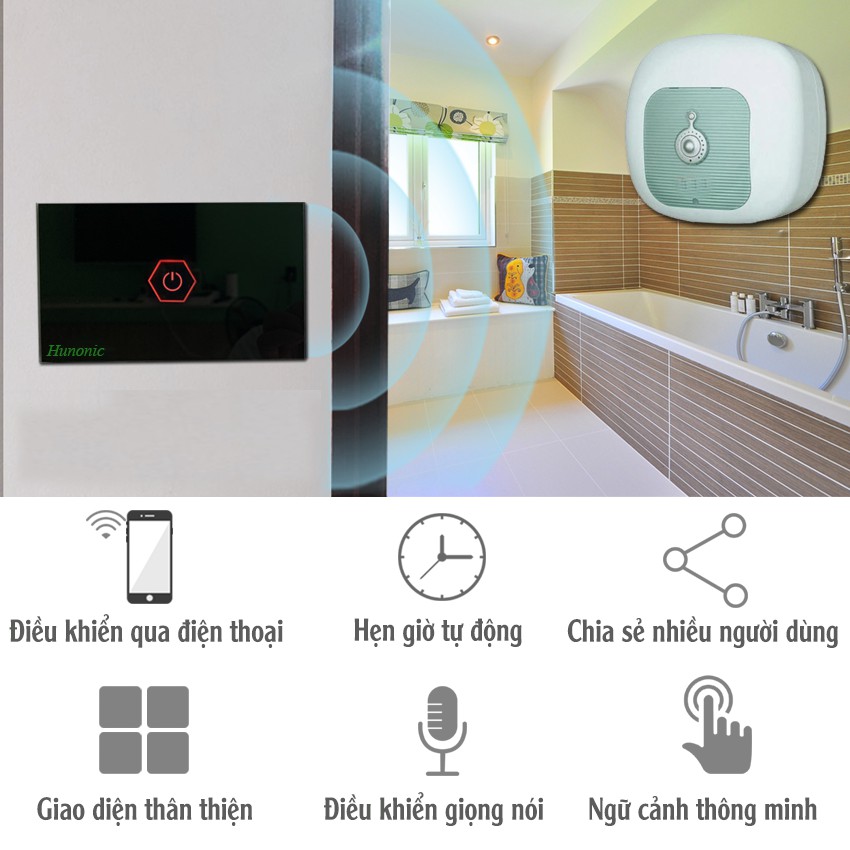 Công tắc Thông minh Hunonic Công suất lớn Wifi - Dùng cho Điều hòa, bình nóng lạnh