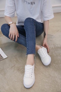 Giày thể thao vải Trắng/Đen (ẢNH THẬT)