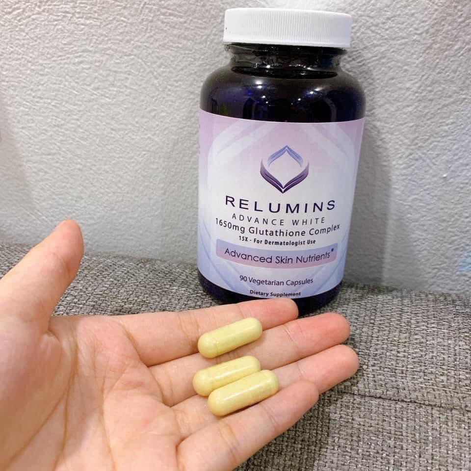 Viên Uống Trắng Da Relumins Advance White 1650mg Glutathione Complex 90v Của Mỹ