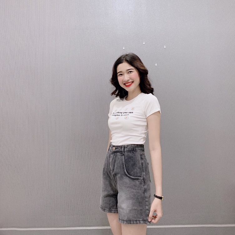 Quần short nữ, quần Jean Ống Rộng Lưng Cao Ulzzang Unisex mặc lên cực tôn dáng | BigBuy360 - bigbuy360.vn