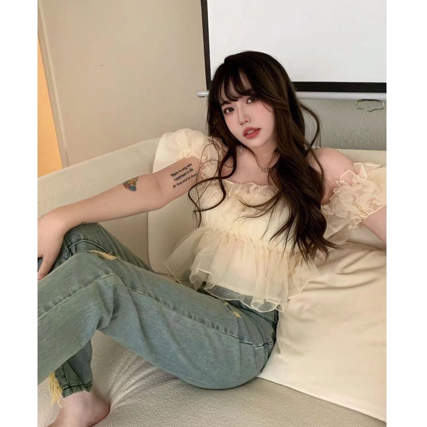 Quần jeans Nữ Lưng Cao Xẻ Tà Cá Tính