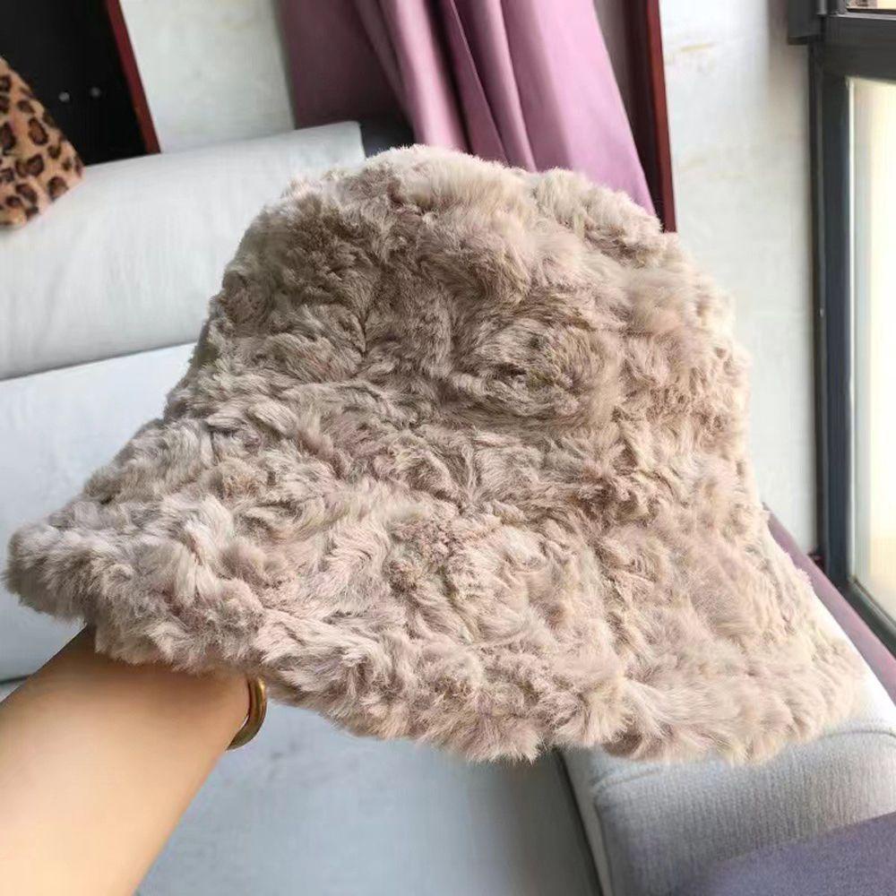 Mũ Len Giả Lông Thỏ Chống Nắng / Gió Gấp Gọn Được Thời Trang Thu Đông Vintage