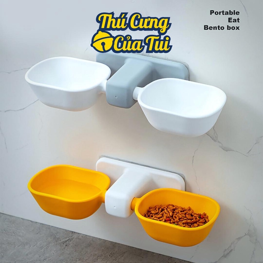 Bát đôi gắn dán tường cho thú cưng chó mèo - Thú Cưng Của Tui