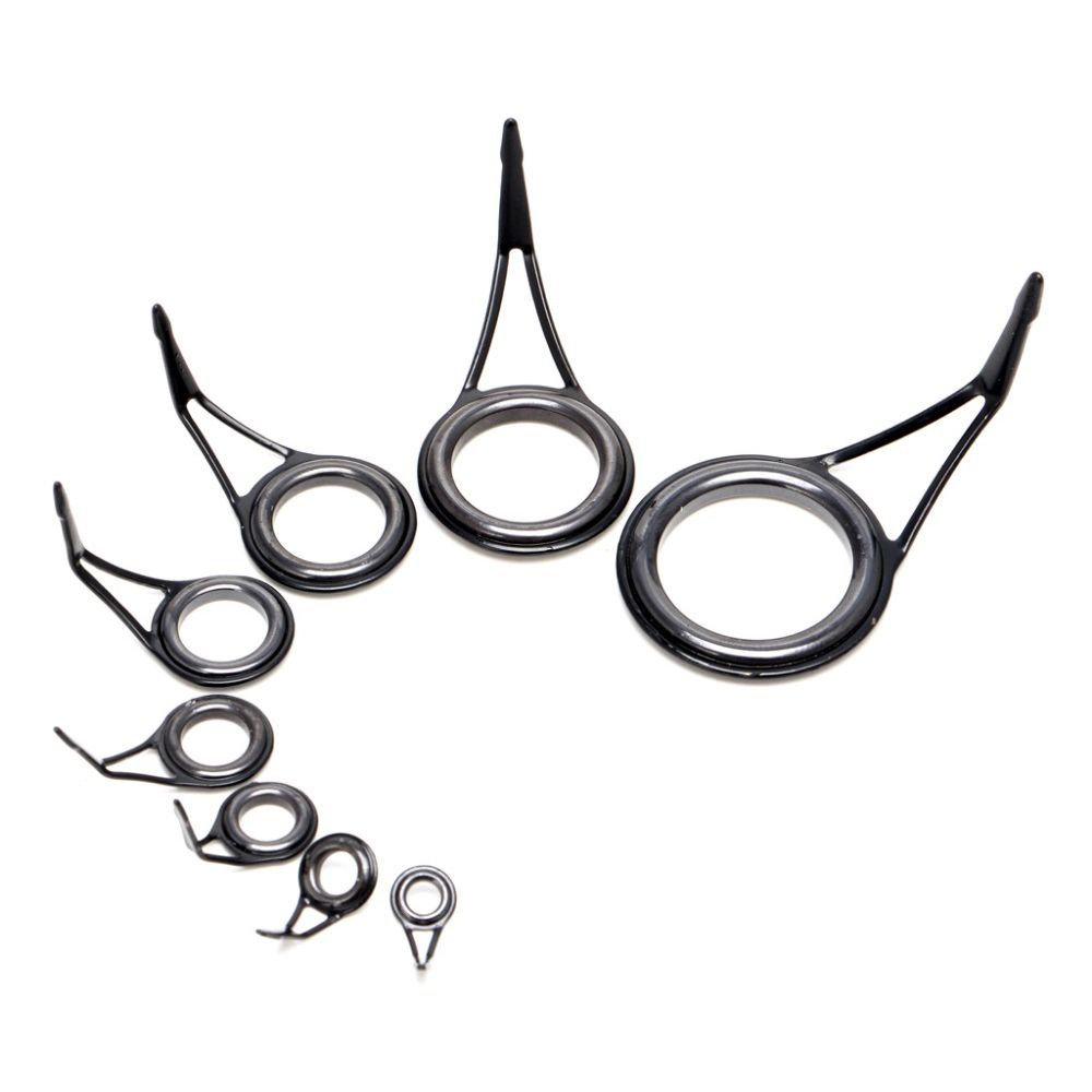 Set 8 vòng gốm mắt tròn inox hình chữ O 8 kích cỡ sửa chữa dẫn hướng cần câu 3mm-23mm