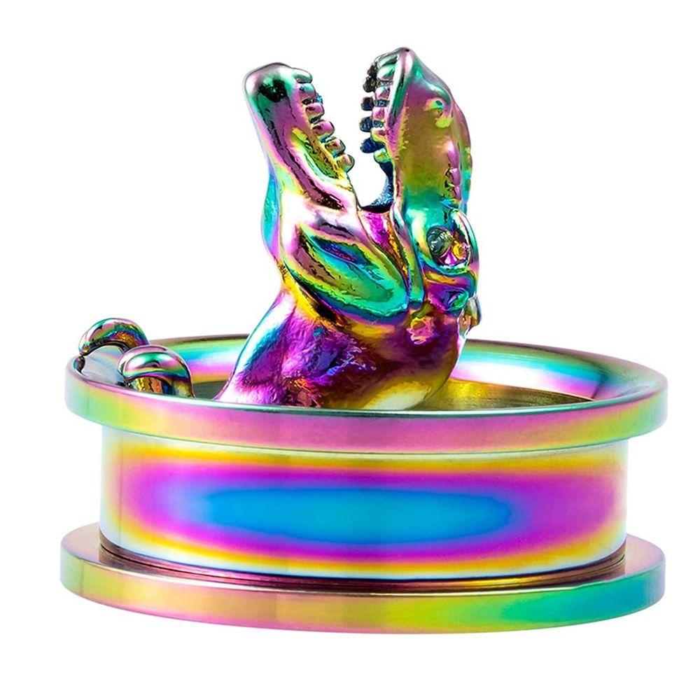 MAX=&gt; New Trendy Stretcher Plugs Jewelry Rainbow Color Rainbow Surgical Steel Ear Gauge Expander Plugs and Tunnels Body Jewelry Ear Gauges Stretchers Hot 3D Dinosaur Piercing Tunnels