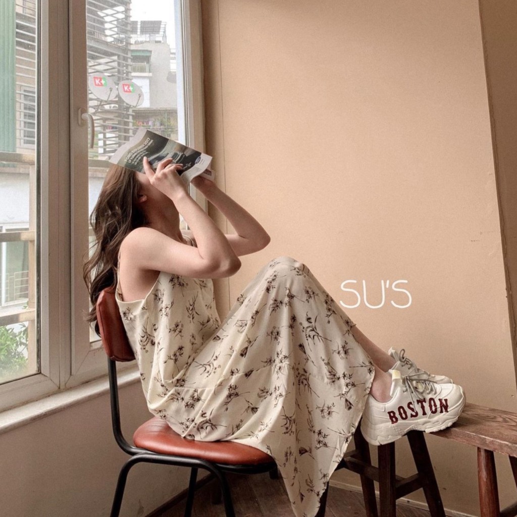 Váy Hai Dây Hoa Nhí Vàng  ⚡ Casper.Store | FREESHIP | ⚡ Váy 2 dây nữ dáng suông họa tiết hoa nhí vintage 2 màu SIÊU HOT | BigBuy360 - bigbuy360.vn