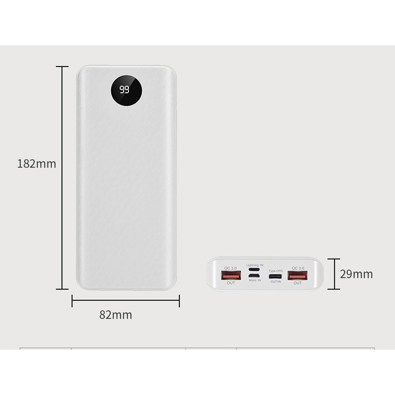 Box sạc dự phòng mini 8 Cell đủ chân cắm lightning/TypeC/micro USB dùng pin 18650