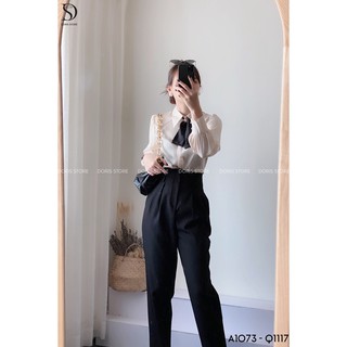 Áo sơ mi trắng Blouse thắt nơ Doris A1073