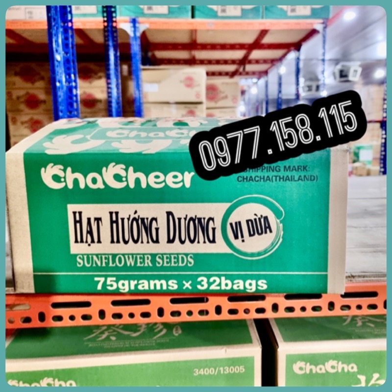 1 Thùng 32 gói loại 75G hạt hướng dương chacheer thái lan vị dừa , nguyên vị