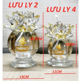 Đèn Dầu Lưu Ly Hoa Sen Pha Lê