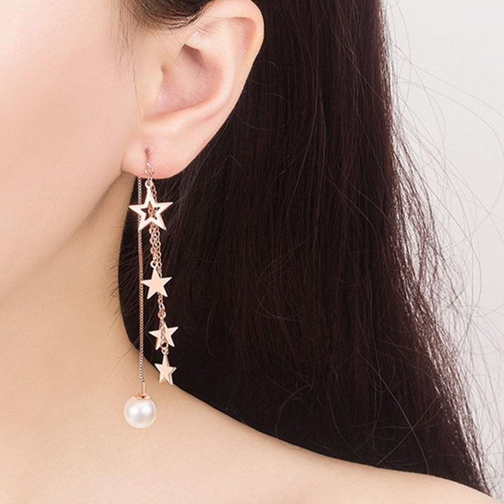 Bông Tai Ngôi Sao Năm Cánh Tua Rua Thời Trang Hàn Quốc Cho Nữ