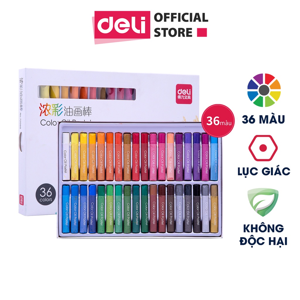 Bút sáp dầu chuyên nghiệp Deli - Hộp giấy - 24/36/48 màu - 72087 / 72088 / 72089