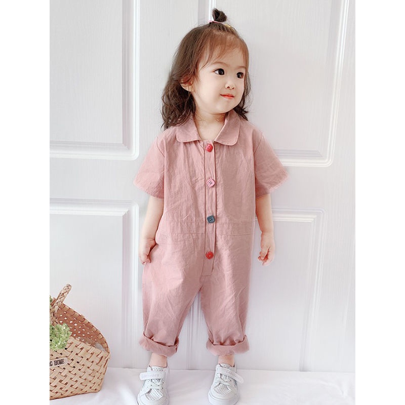 Hàng Mới Về Bộ Áo Liền Quần 2022 Vải Cotton Mỏng Màu Trơn Thời Trang Mùa Hè Cho Bé Gái